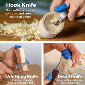 3-Piece Carving Knife Set - Perfect for Whittling and Spoon Carving