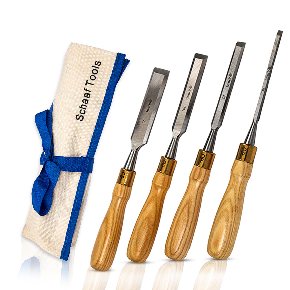 Schaaf Tools 4-Pc Bevel Edge Woodworking Bench Chisel Set