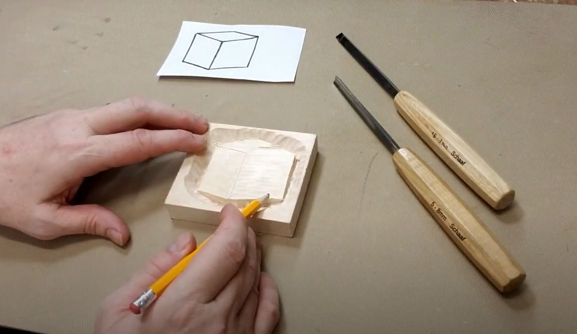 How to Carve a Cube in Relief | Beginner Woodcarving Project with Schaaf Tools and Madcarver