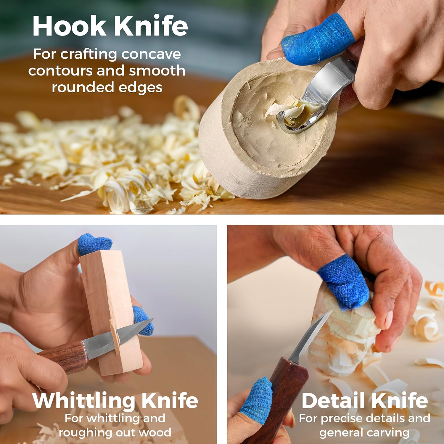 3-Piece Carving Knife Set - Perfect for Whittling and Spoon Carving