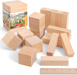 Basswood Carving Blocks 18 Pack - 2 Sizes - (1x1x4) & (2x2x2) Unfinished Smooth Wood Blocks for Carving & Whittling