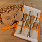 4-Piece Detail Wood Carving Set – Fishtail Profiles to Reach Into Spaces Other Gouges Can’t