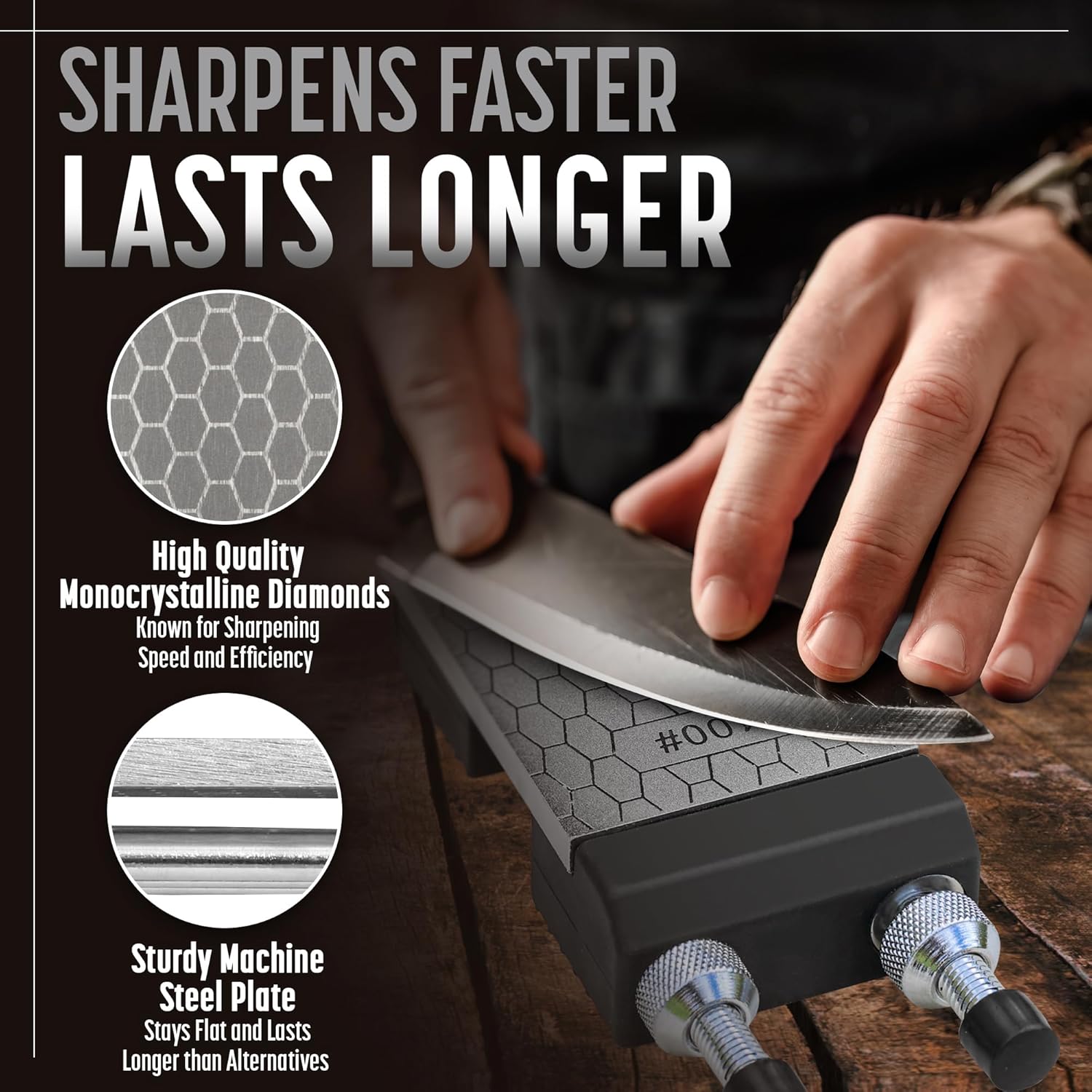 400/1000 Grit Monocrystalline Diamond Sharpening Stone with Angle Guide and Honing Jig