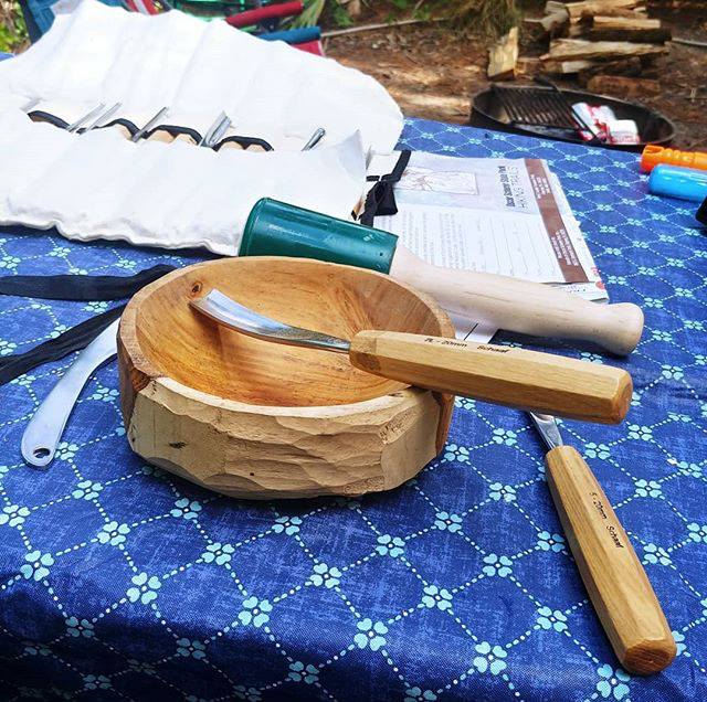 Wood carving tools on a table