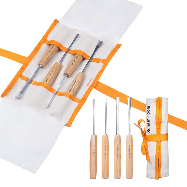4-Piece Detail Wood Carving Set – Fishtail Profiles to Reach Into Spaces  Other Gouges Can’t