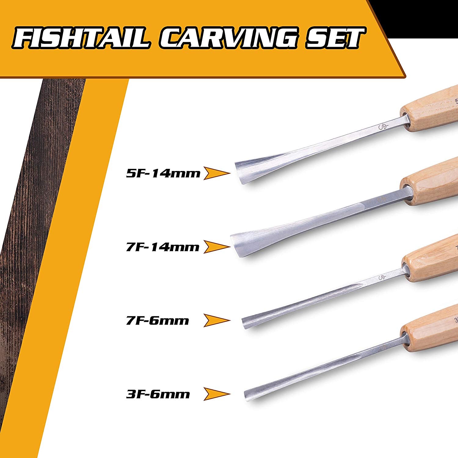 Schaaf Tools 4-piece Fishtail Set sizes