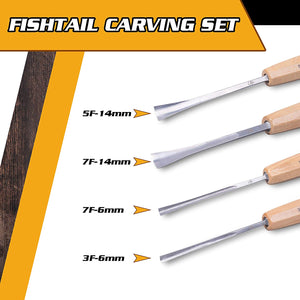 Schaaf Tools 4-piece Fishtail Set sizes