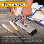 Wood carving tool sharpening on diamond stone