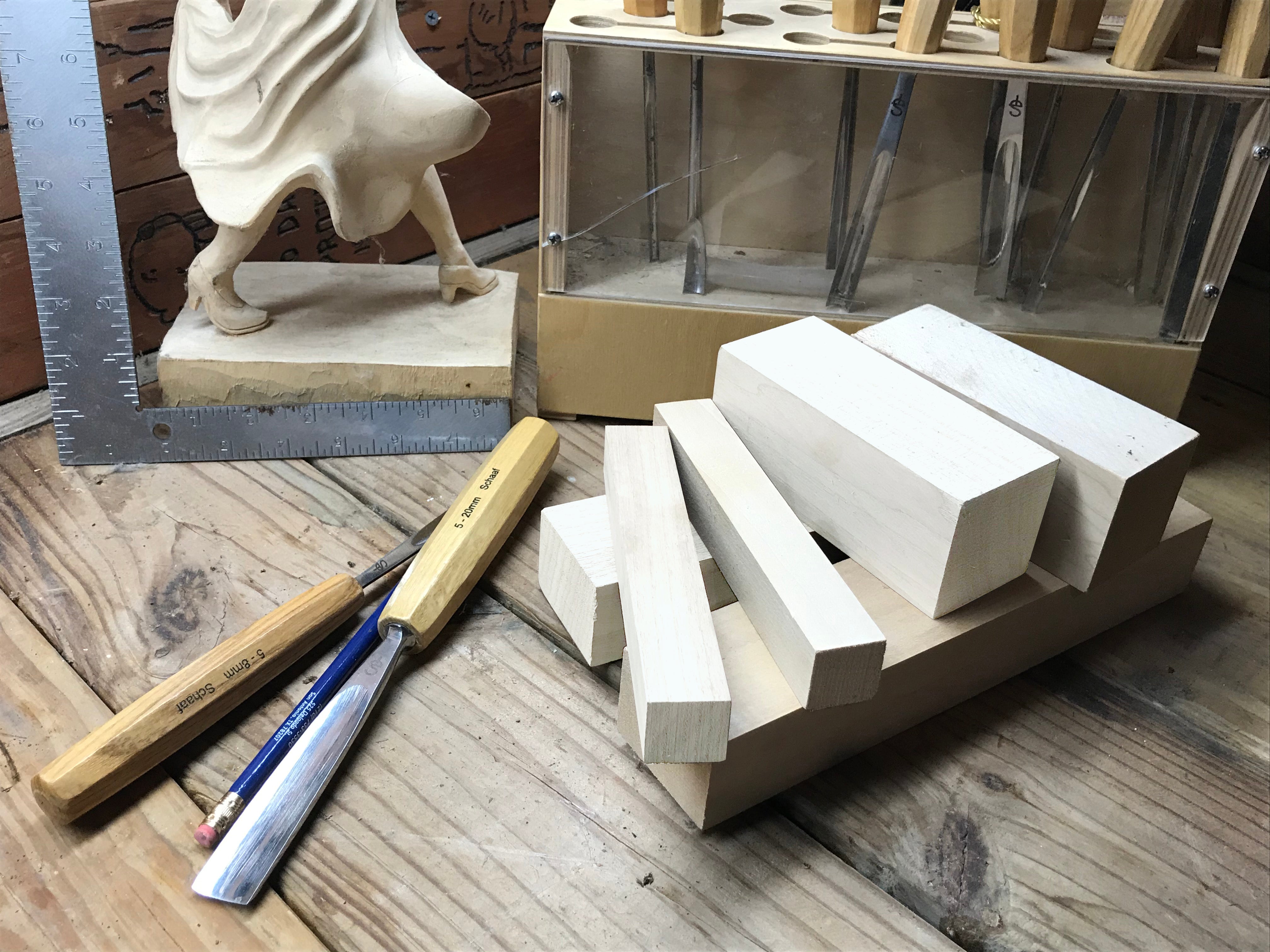 Exotic Wood Zone Set of 4, Basswood Carving Blocks/turning Blocks Kit 2 X 2  X 6 Carved Wood Whittling Wood Carving Blocks DIY 
