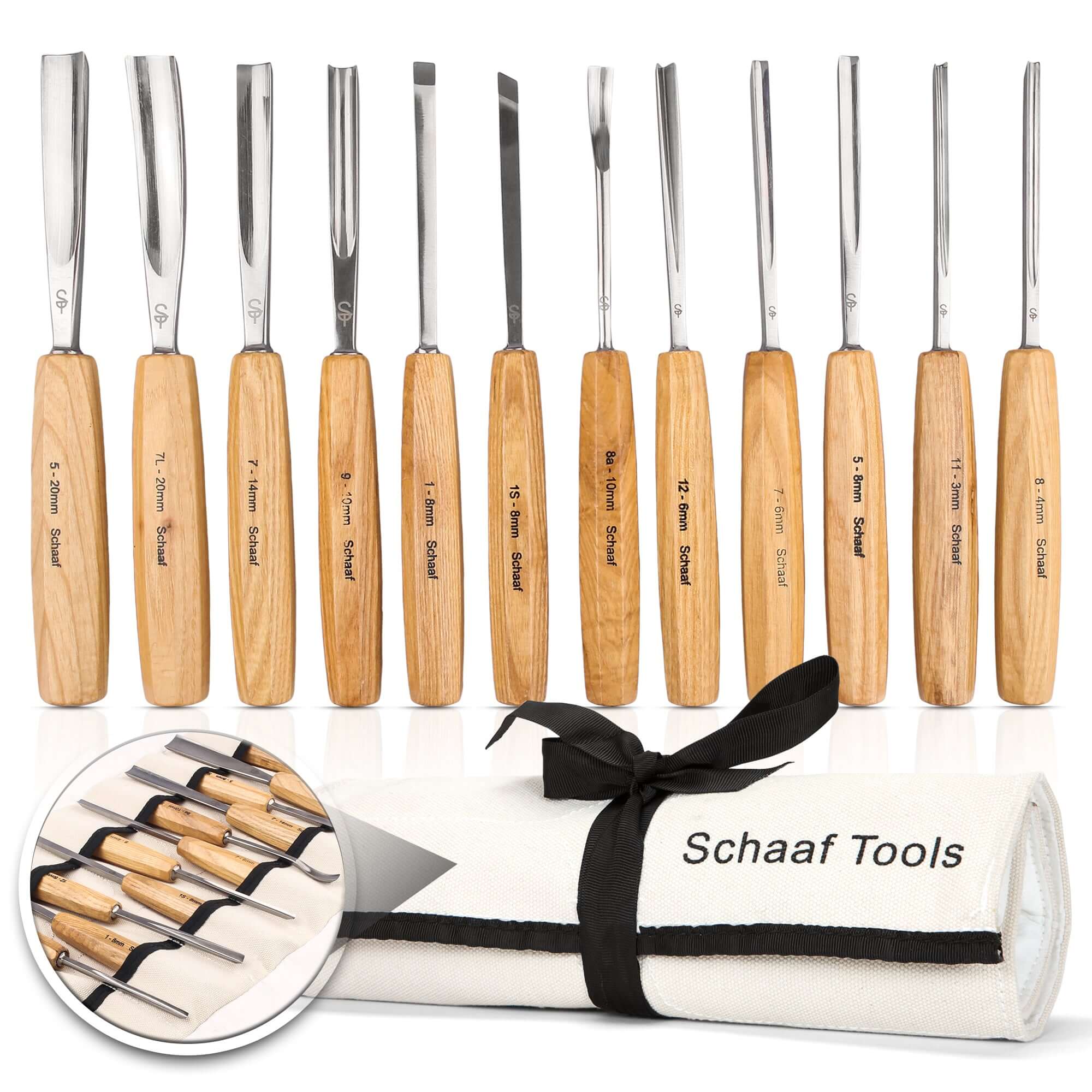 Full Size Quality Premium Wood Carving Tools - Set of 12 | Schaaf